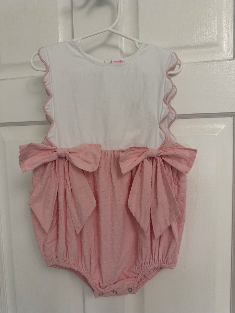 Stitchy Fish 3T Pink Bow Bubble Romper
